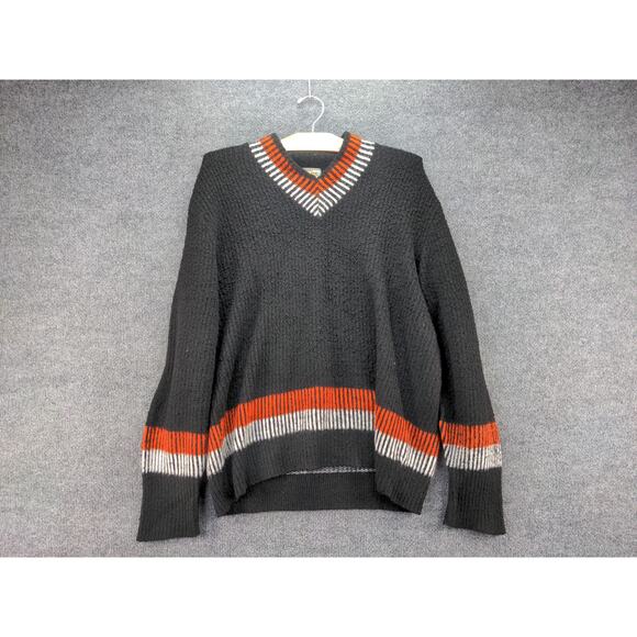 Vintage Orlon Campus Luxury Line Knit Acrylic Sweater SZ XL Gray Striped - Picture 2 of 10